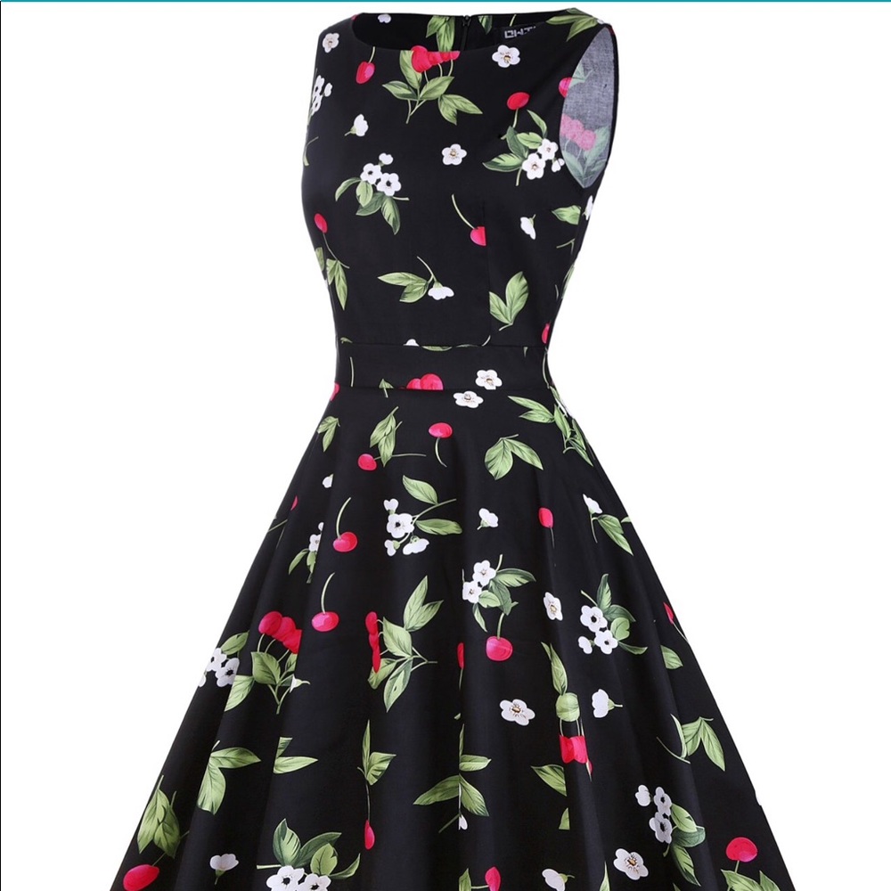 Retro fit-and-flare dress with fun cherry print 🍒 - Picture 2 of 8